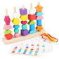 🔥5 In1 Montessori Wooden Toys Color Shape Cognition Blocks Matching Sorting Game Beaded Early Educational Toys Gift for Children