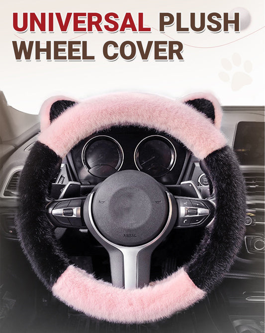 ⏰Universal Non-slip Soft Cute Cat Ears Plush Steering Wheel Cover🐼😽
