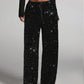 🎉 Women's Sequin Sparkle Wide Leg Pants – Elastic Waistband, Festive & Comfortable Fit ✨👖📦