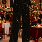 🎉 Women's Sequin Sparkle Wide Leg Pants – Elastic Waistband, Festive & Comfortable Fit ✨👖📦