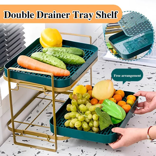 🔥Home essentials🔥Double layer drain tray storage rack