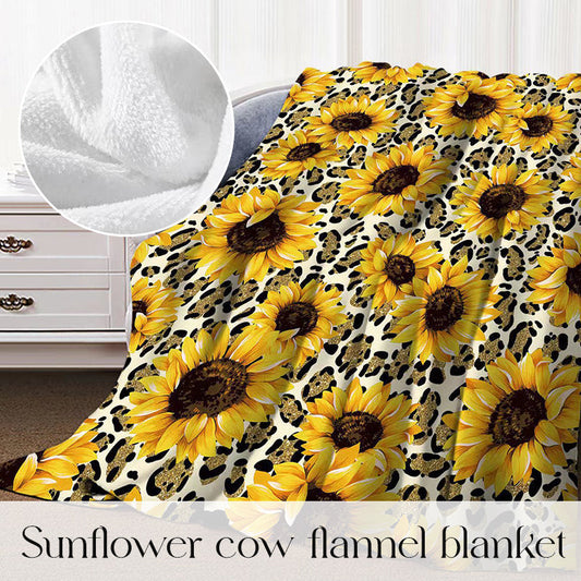 Soft Cozy Sunflower Cow Print Blanket for All Season