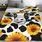 Soft Cozy Sunflower Cow Print Blanket for All Season