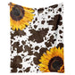 Soft Cozy Sunflower Cow Print Blanket for All Season