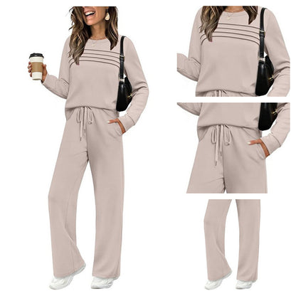 ⏳Limited-time 60% off⏰Women's Crew Neck Top & Drawstring Pants Set👚👖