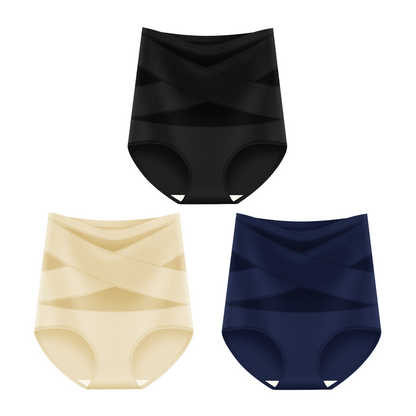 🌸Last Day-Buy 1 Get 3 Packs✨Plus-Size High-Waist Cross Tummy Control Panties